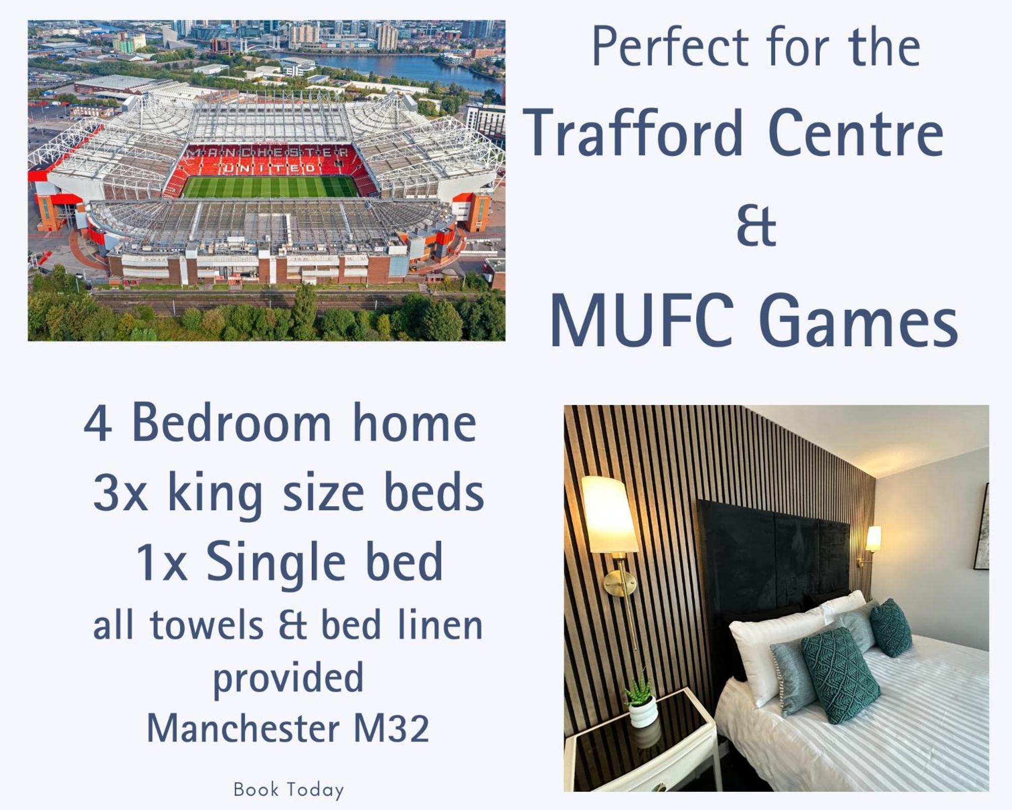 Waterside Mufc & Trafford Centre Townhouse 4 Bedroom Free Parking Manchester Esterno foto